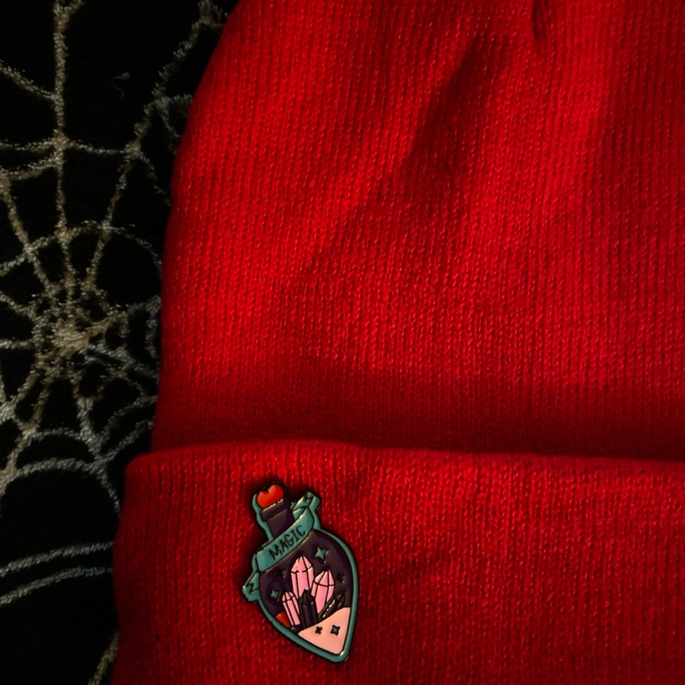 NEW Knit, Red, Women’s Beanie with Potion Detail